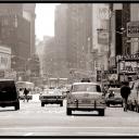 Checker Taxi Heading South Through Times Sq. 1985
